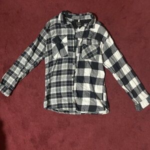 2 Patterned Plaid Black and White Flannel